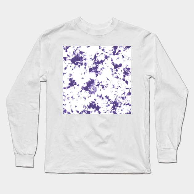 Grape violet and white Storm - Tie-Dye Shibori Texture Long Sleeve T-Shirt by marufemia